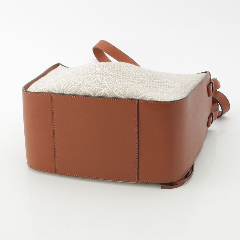 Loewe Anagram Small Leather Hammock Jacquard Tan 2-Way Shoulder Handbag Brown Beige