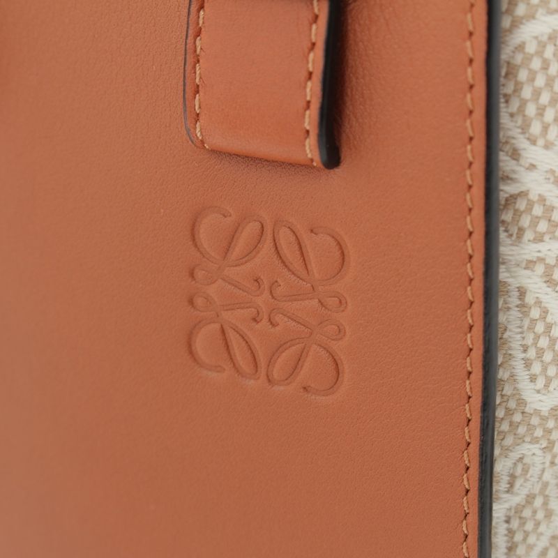 Loewe Anagram Small Leather Hammock Jacquard Tan 2-Way Shoulder Handbag Brown Beige