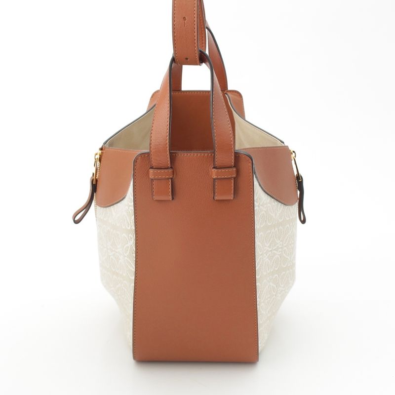 Loewe Anagram Small Leather Hammock Jacquard Tan 2-Way Shoulder Handbag Brown Beige