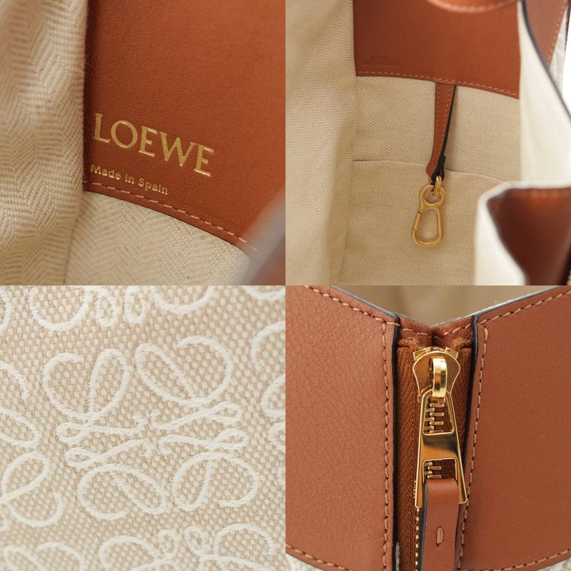 Loewe Anagram Small Leather Hammock Jacquard Tan 2-Way Shoulder Handbag Brown Beige