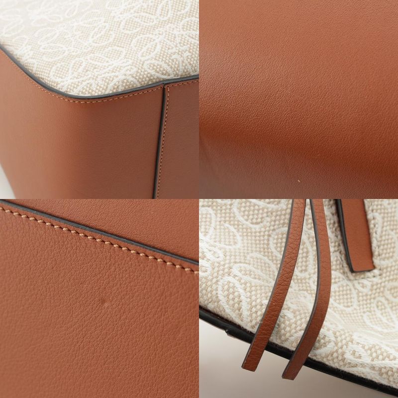 Loewe Anagram Small Leather Hammock Jacquard Tan 2-Way Shoulder Handbag Brown Beige