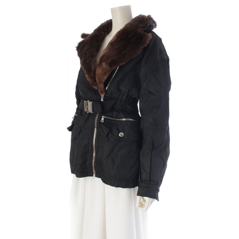 Prada Belt Logo Beaver Fur Jacket
