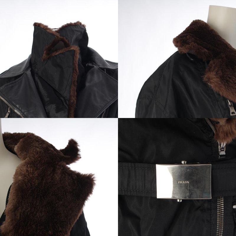 Prada Belt Logo Beaver Fur Jacket