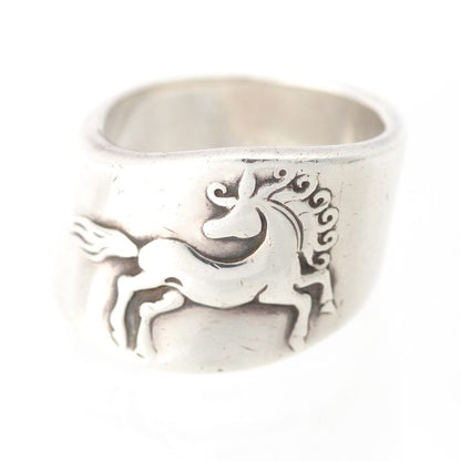 Hermes Vintage Cheval Hose Ring 925 Sterling Silver 52