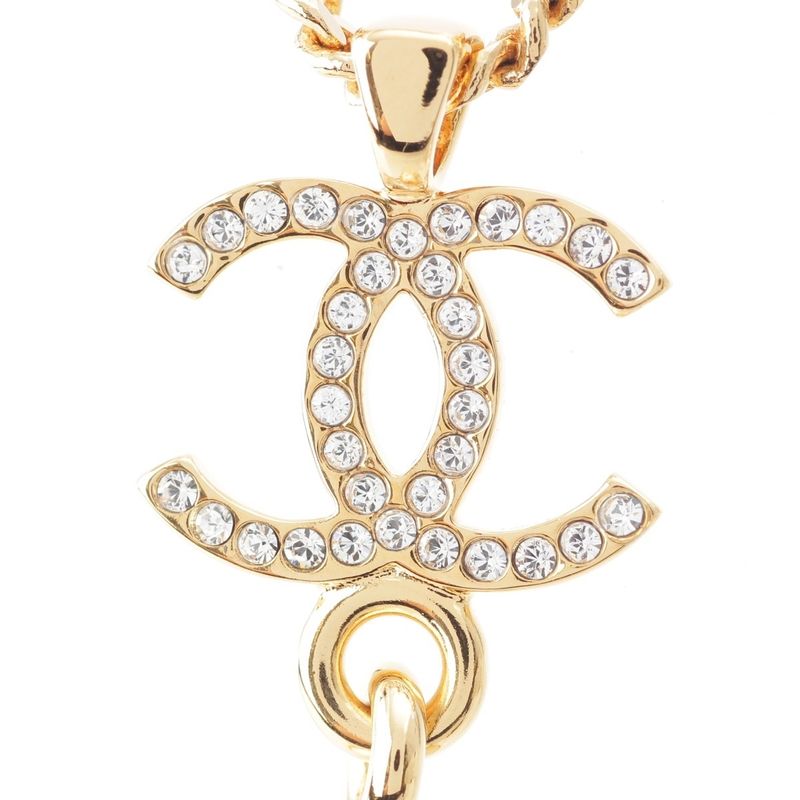 Chanel CC Logo Pearl Necklace Gold