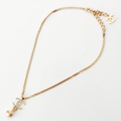 Chanel CC Logo Pearl Necklace Gold