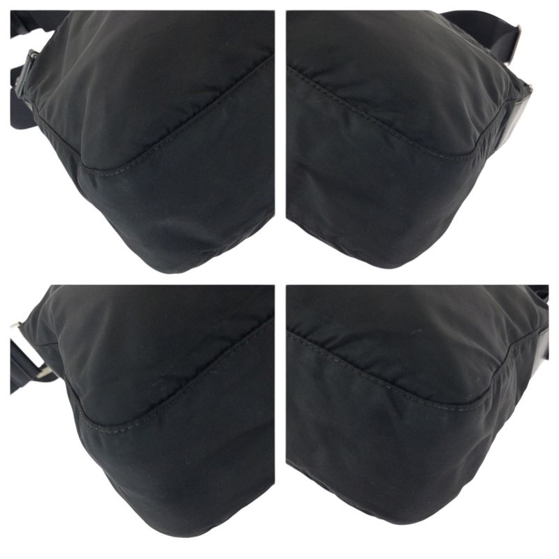 Prada Tessuto Black Silver Nylon Shoulder Bag