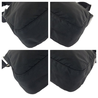 Prada Tessuto Black Silver Nylon Shoulder Bag