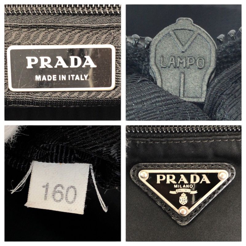 Prada Tessuto Black Silver Nylon Shoulder Bag