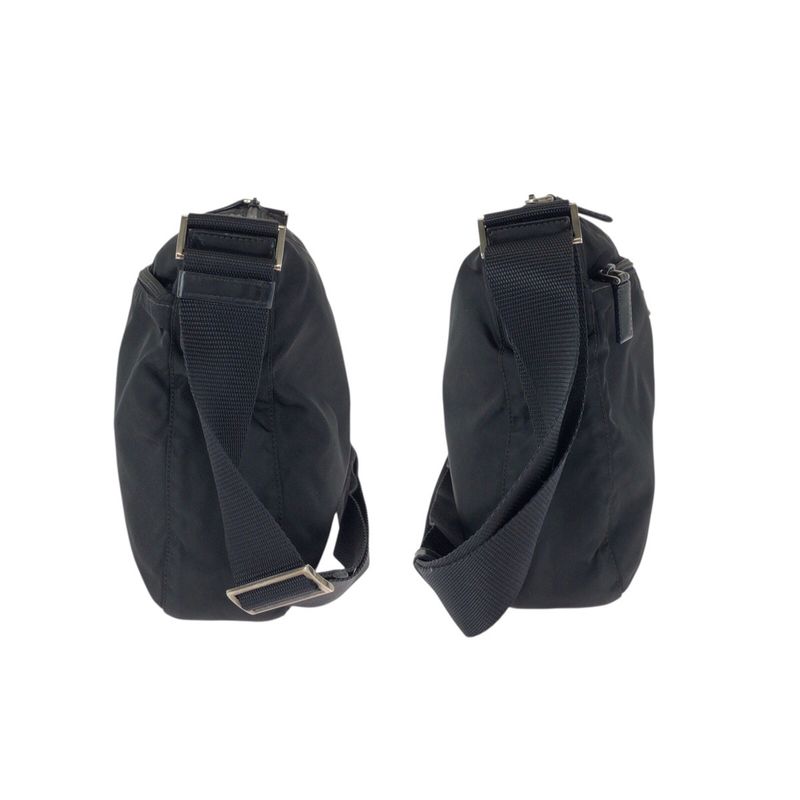 Prada Tessuto Black Silver Nylon Shoulder Bag