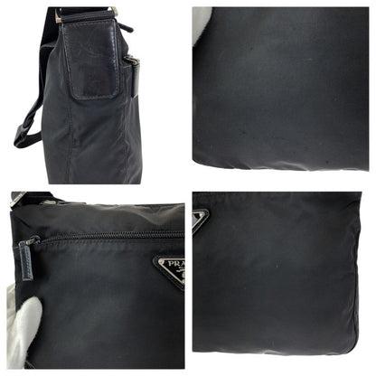 Prada Tessuto Black Silver Nylon Shoulder Bag