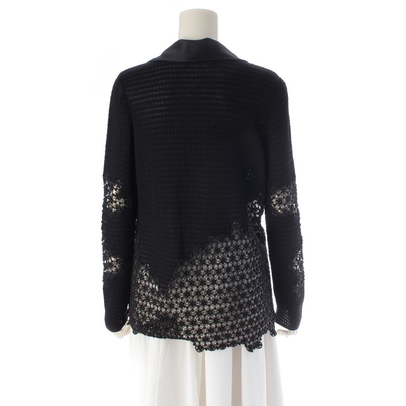 Chanel Cotton Nylon Blend Braided See Through Cardigan Jacket Black 40