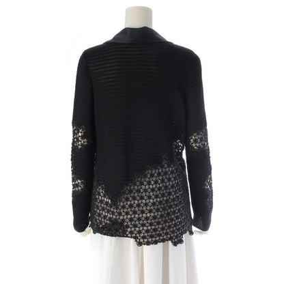 Chanel Cotton Nylon Blend Braided See Through Cardigan Jacket Black 40