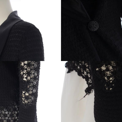 Chanel Cotton Nylon Blend Braided See Through Cardigan Jacket Black 40