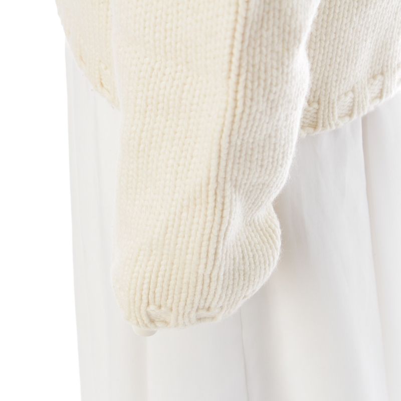 Chanel Wool Cashmere Sports Border Zip Up Knit Top Ivory 40