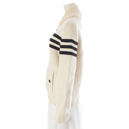 Chanel Wool Cashmere Sports Border Zip Up Knit Top Ivory 40