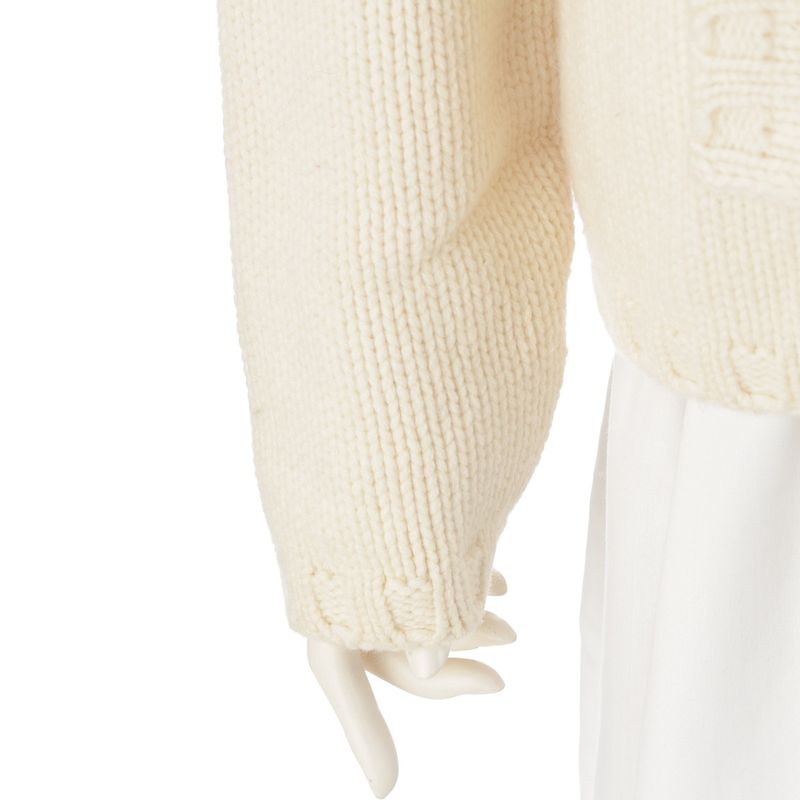 Chanel Wool Cashmere Sports Border Zip Up Knit Top Ivory 40
