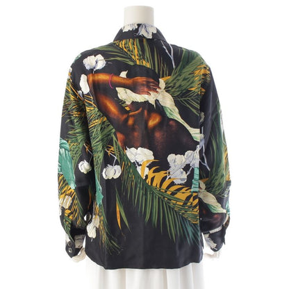 Hermes Silk All Over Pattern Twill Reine Turbans Des Reines Princess Turban Shirt Green Black