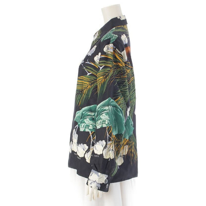 Hermes Silk All Over Pattern Twill Reine Turbans Des Reines Princess Turban Shirt Green Black