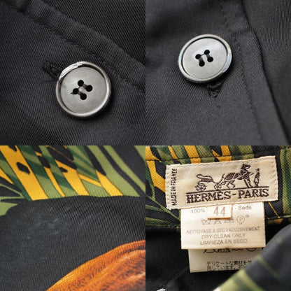 Hermes Silk All Over Pattern Twill Reine Turbans Des Reines Princess Turban Shirt Green Black