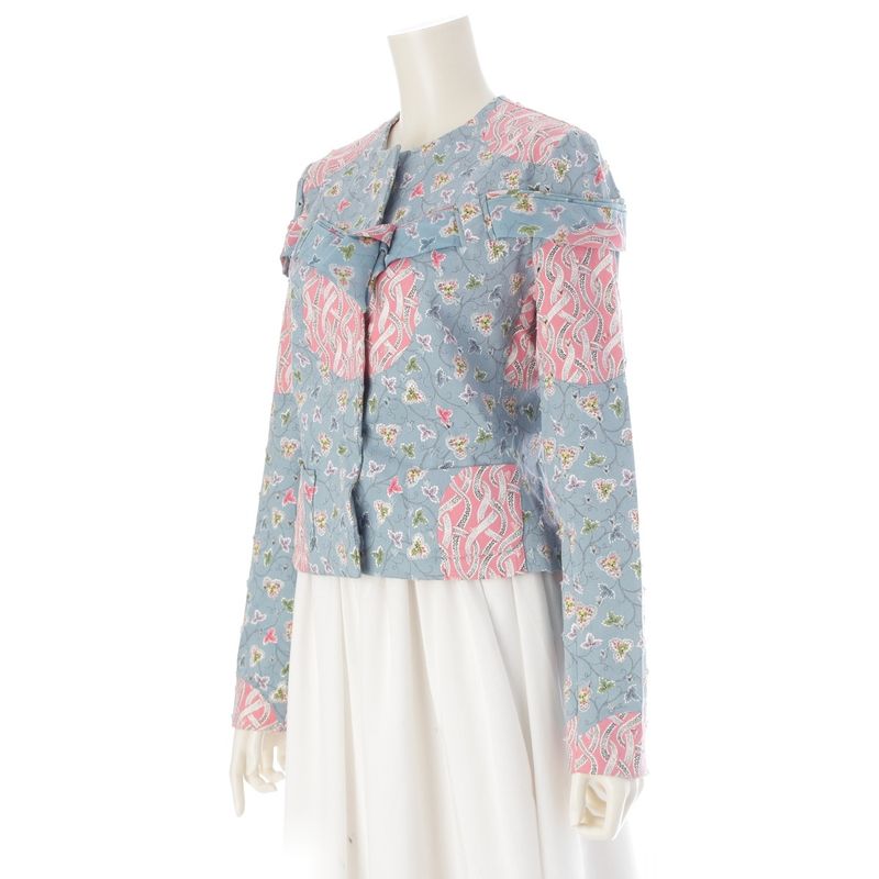 Dior Cotton Galliano Era Trim All Over Pattern Denim Jacket