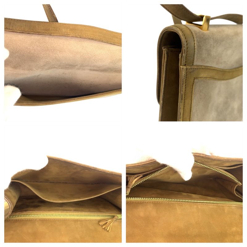 Hermes Vintage Constance 23 Beige Nubuck Dobris Shoulder Bag Khaki