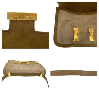 Hermes Vintage Constance 23 Beige Nubuck Dobris Shoulder Bag Khaki