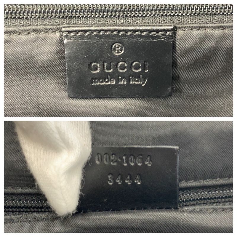 Gucci Jackie Black Silver GG Canvas Leather 002 Tote