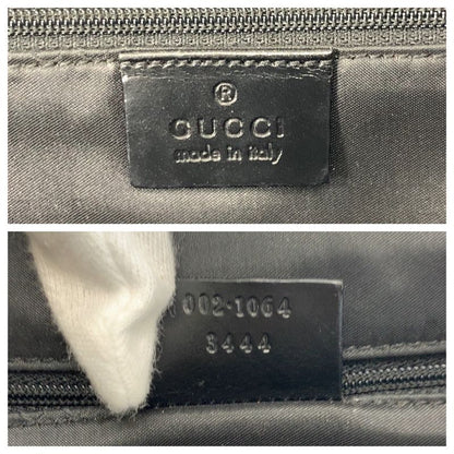 Gucci Jackie Black Silver GG Canvas Leather 002 Tote