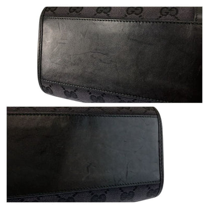 Gucci Jackie Black Silver GG Canvas Leather 002 Tote