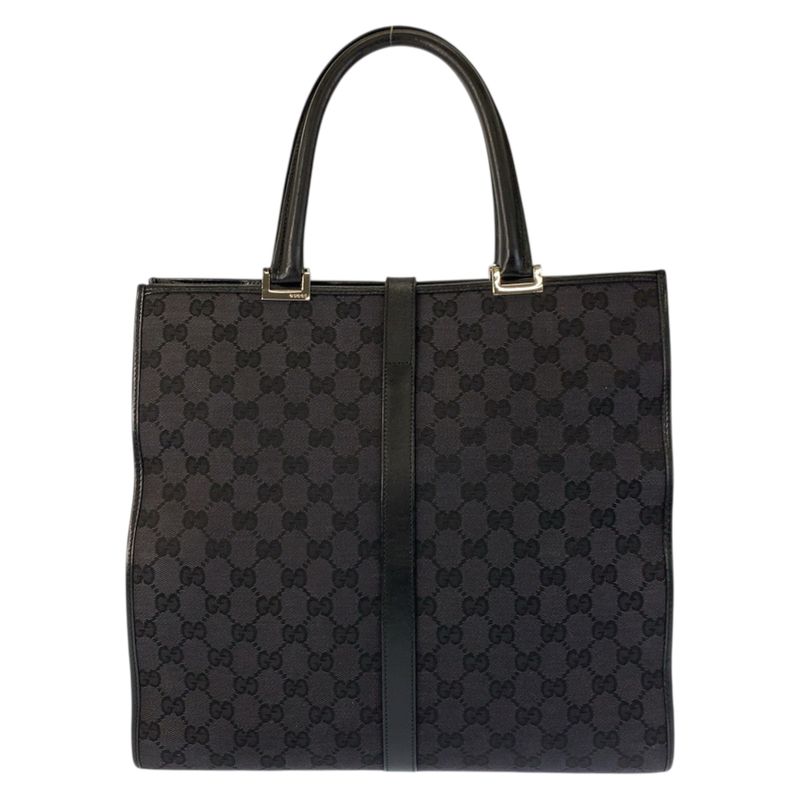Gucci Jackie Black Silver GG Canvas Leather 002 Tote