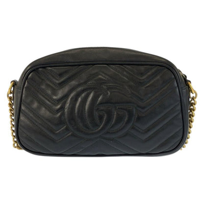 Gucci GG Marmont Camera Bag Black Gold Leather