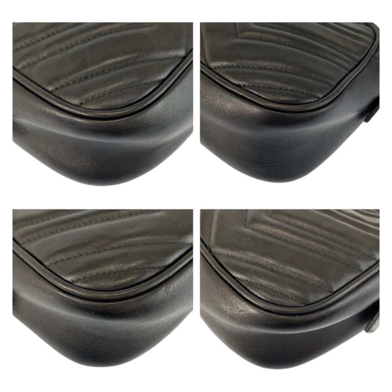 Gucci GG Marmont Camera Bag Black Gold Leather