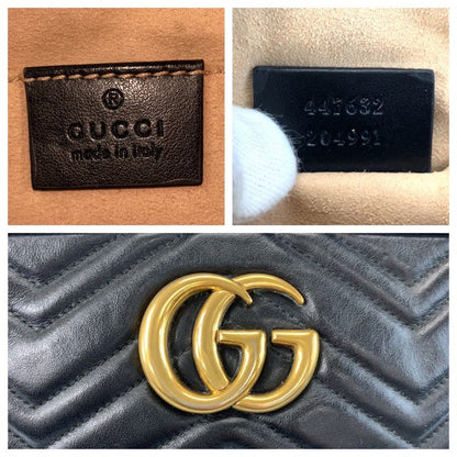 Gucci GG Marmont Camera Bag Black Gold Leather
