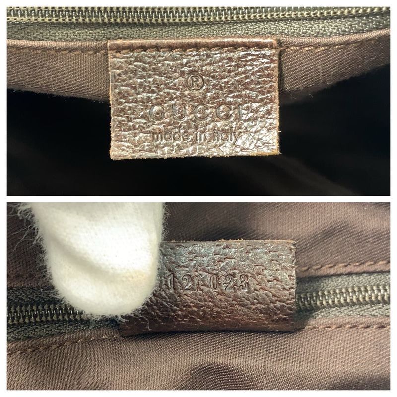Gucci Beige Brown Silver GG Canvas Leather Shoulder Bag Tote