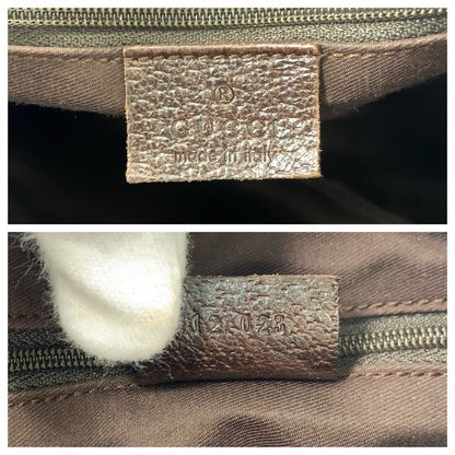 Gucci Beige Brown Silver GG Canvas Leather Shoulder Bag Tote