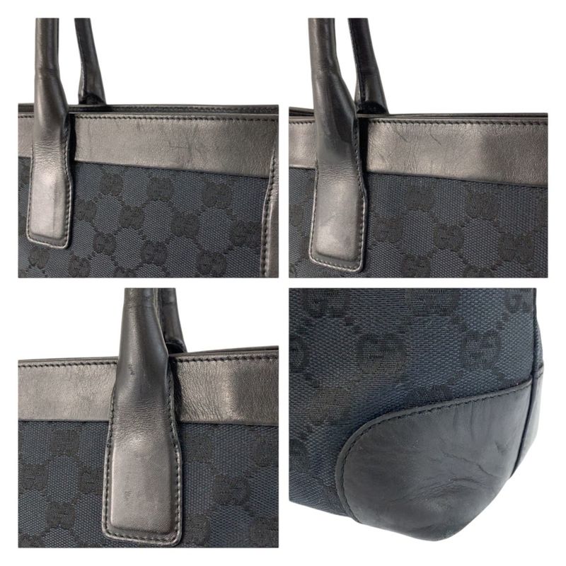 Gucci Black GG Canvas Leather 002 Tote