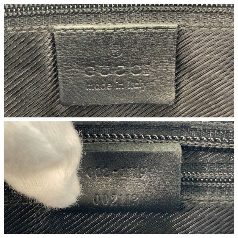 Gucci Black GG Canvas Leather 002 Tote
