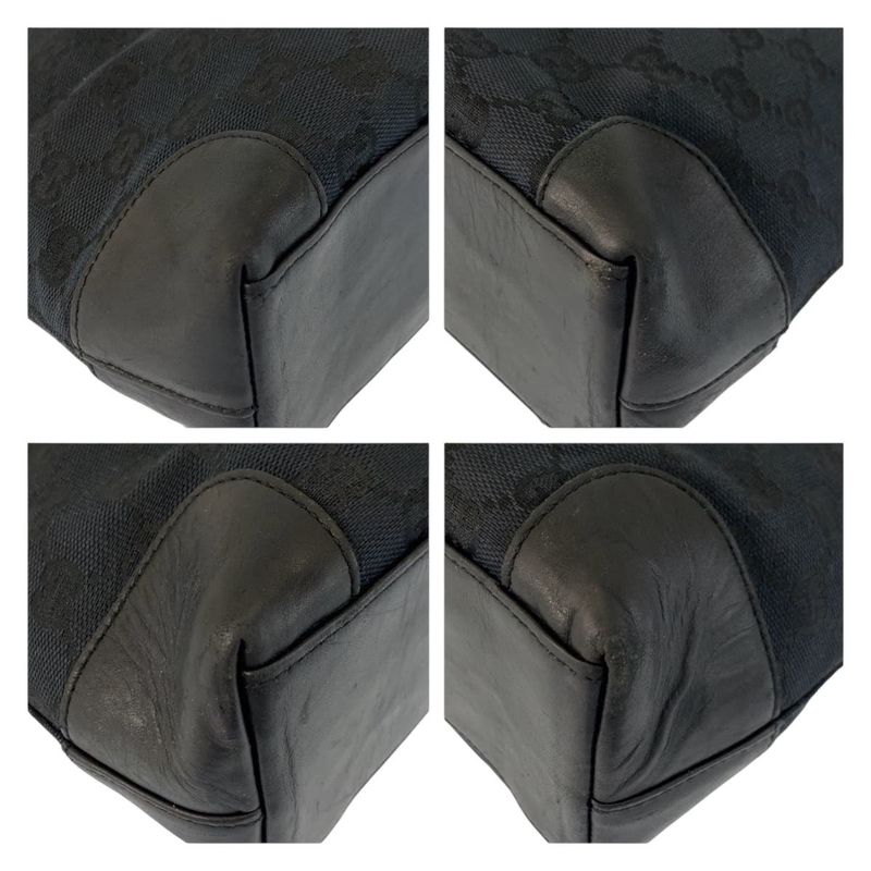 Gucci Black GG Canvas Leather 002 Tote