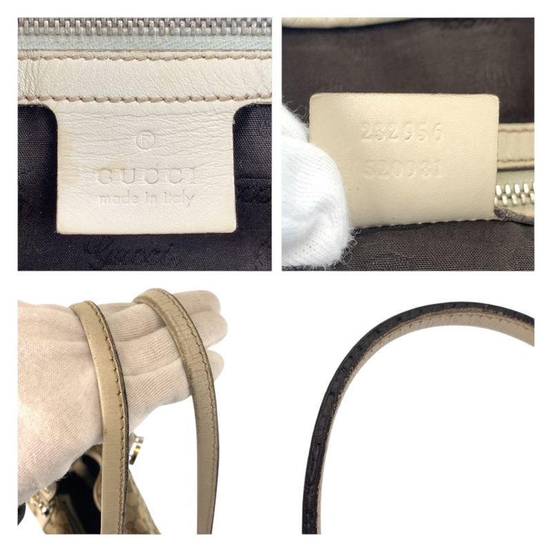 Gucci GG Twins Beige White Gold Canvas Leather Tote