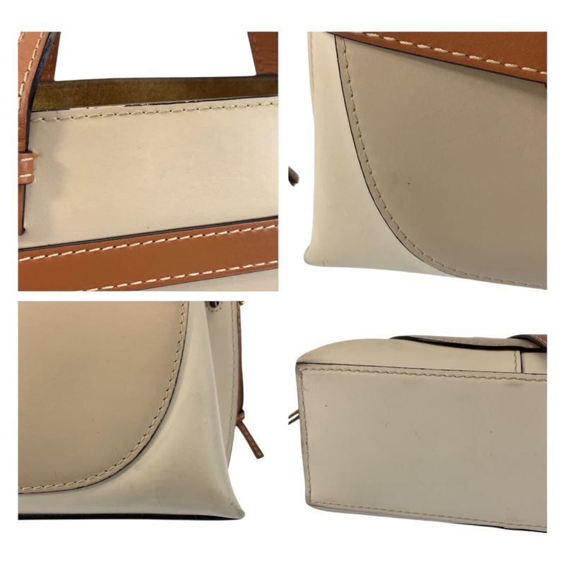 Loewe Gate Top Handle Beige Brown Gold Leather Handbag