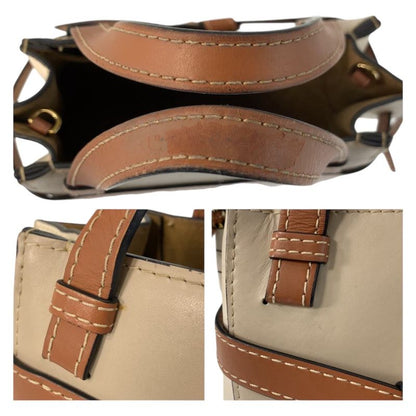 Loewe Gate Top Handle Beige Brown Gold Leather Handbag