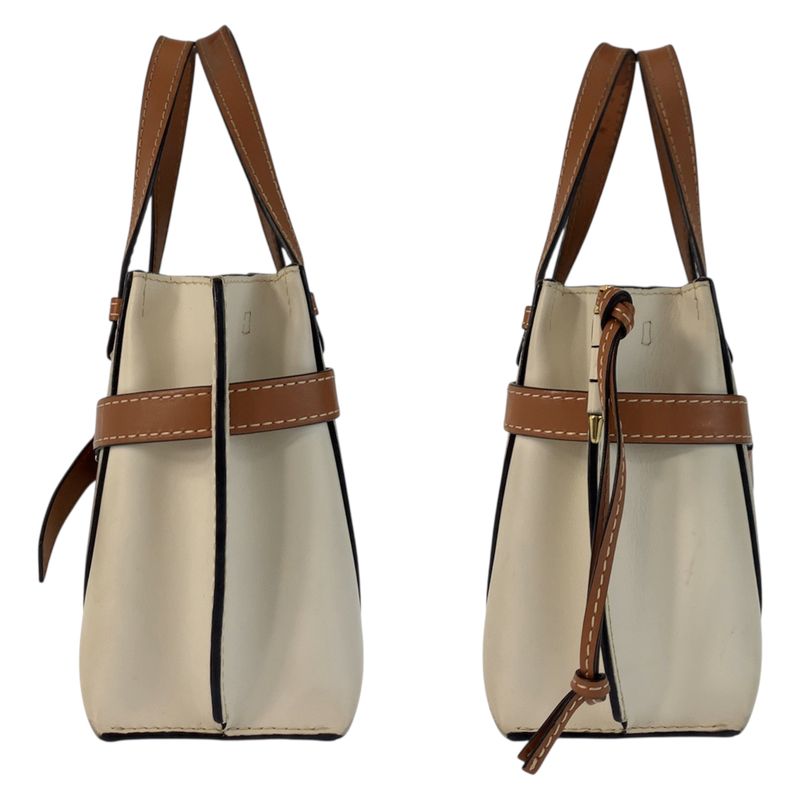 Loewe Gate Top Handle Beige Brown Gold Leather Handbag