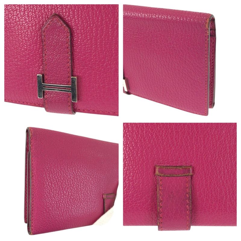 Hermes Bearn Souffle Pink Silver Veau Epsom Wallet