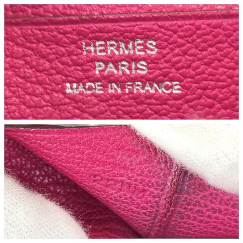 Hermes Bearn Souffle Pink Silver Veau Epsom Wallet