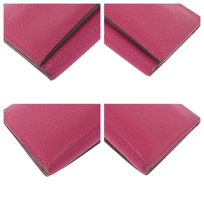 Hermes Bearn Souffle Pink Silver Veau Epsom Wallet