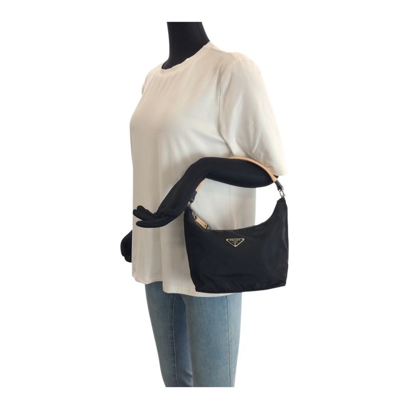 Prada Tessuto Black Silver Nylon Handbag