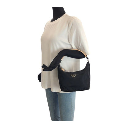 Prada Tessuto Black Silver Nylon Handbag
