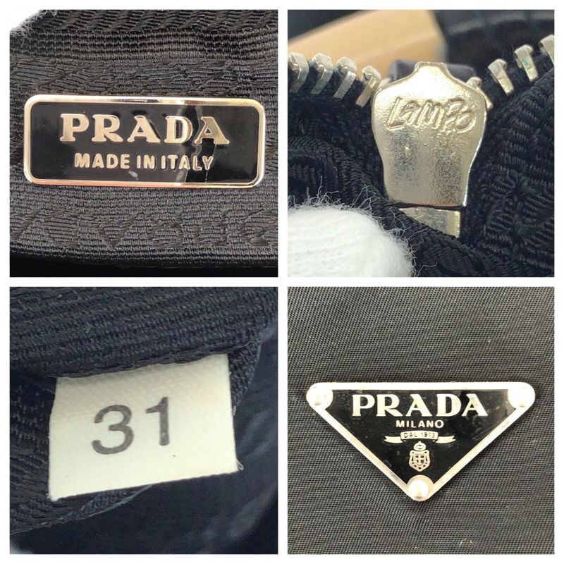 Prada Tessuto Black Silver Nylon Handbag