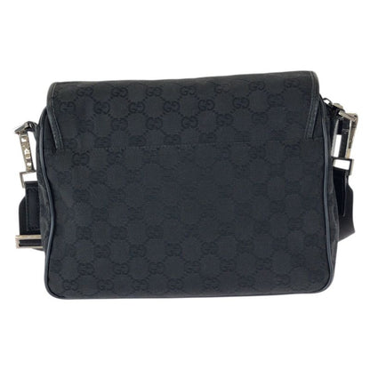 Gucci Black Silver GG Canvas Leather Shoulder Bag
